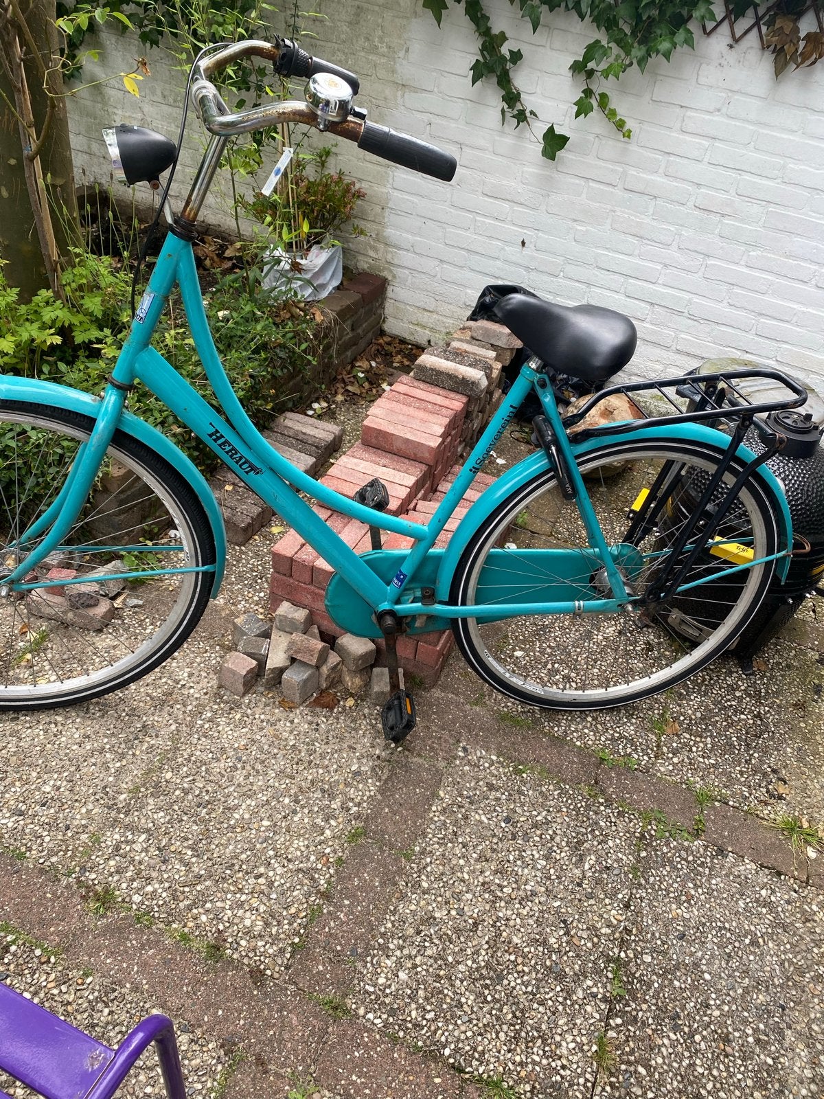 Omafiets - Turquoise - 28 inch, Fietsen en Brommers, Fietsen | Dames | Damesfietsen, Terugtraprem, Gebruikt, Versnellingen, Ophalen