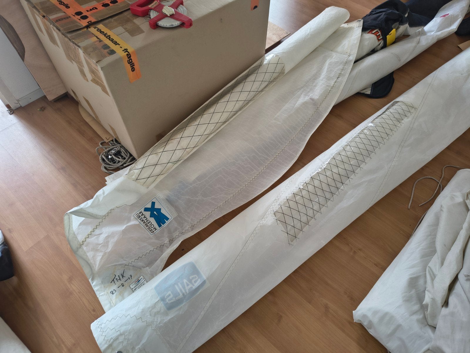 Set zeer nette wedstrijdzeilen 16m2 BM, Ophalen, Zo goed als nieuw