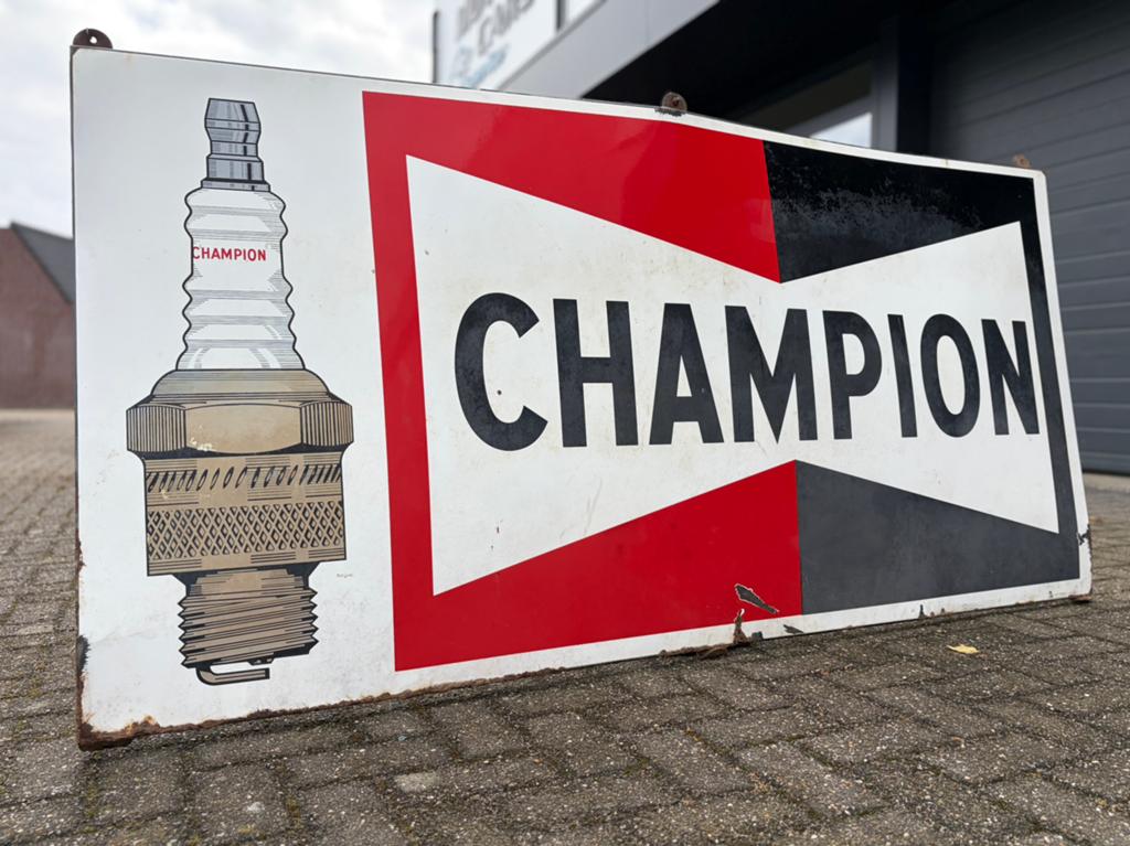 XL emaille reclamebord Champion Bougies, Ophalen, Gebruikt, Reclamebord