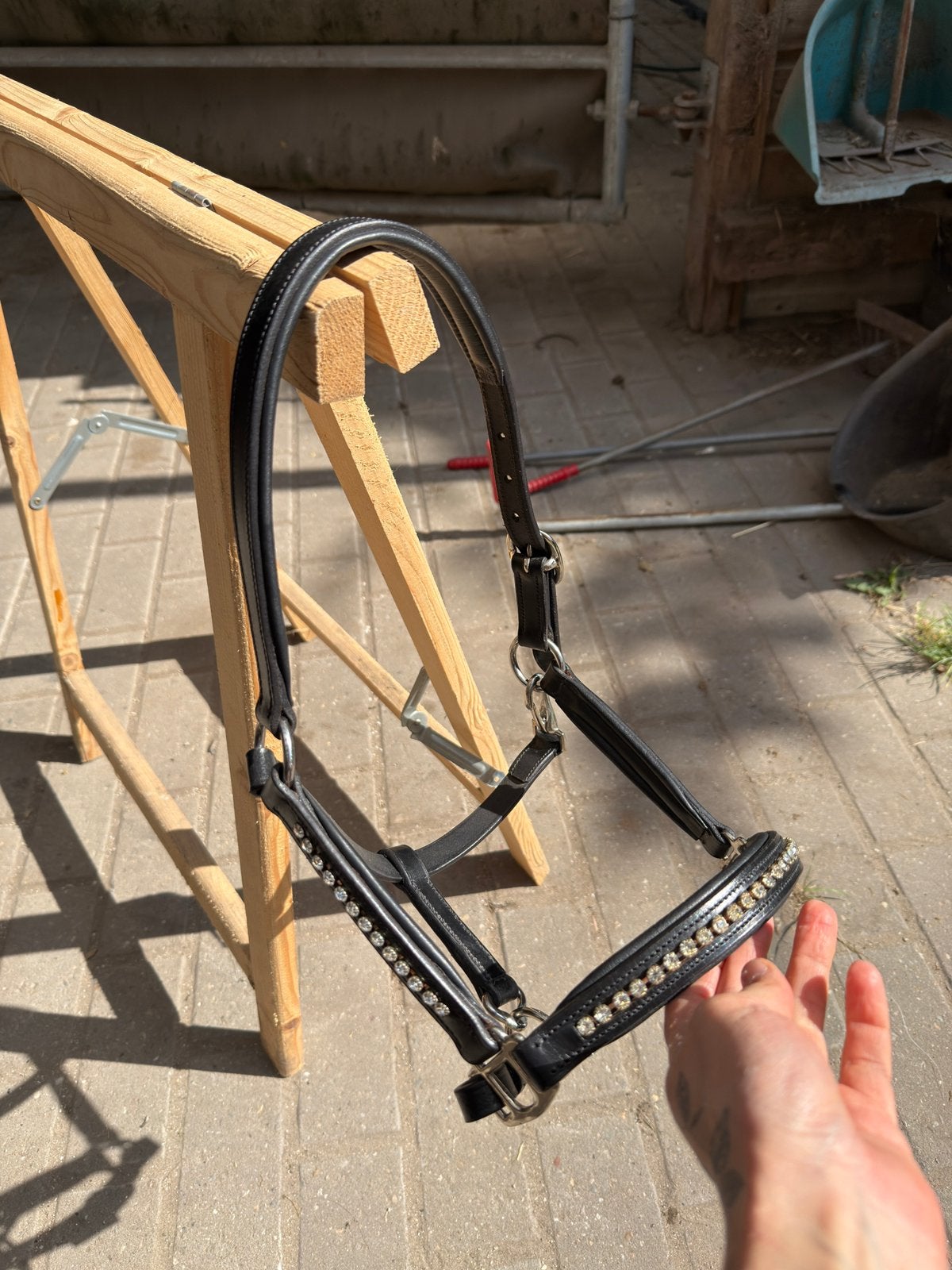 Leren halster met bling maat pony, Ophalen, Zo goed als nieuw, Halster, Pony