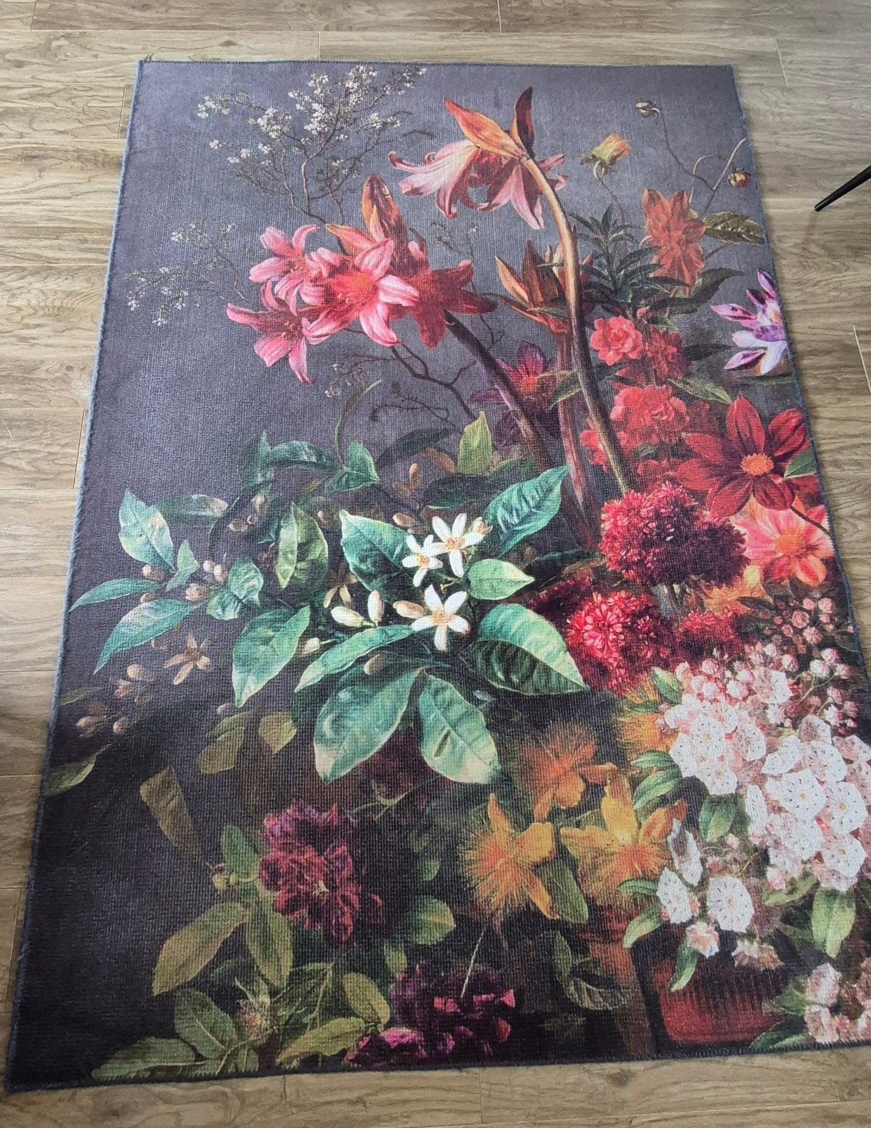 Vloerkleed met bloemenprint, 160x257 cm, Ophalen, Gebruikt, 150 tot 200 cm, 200 cm of meer