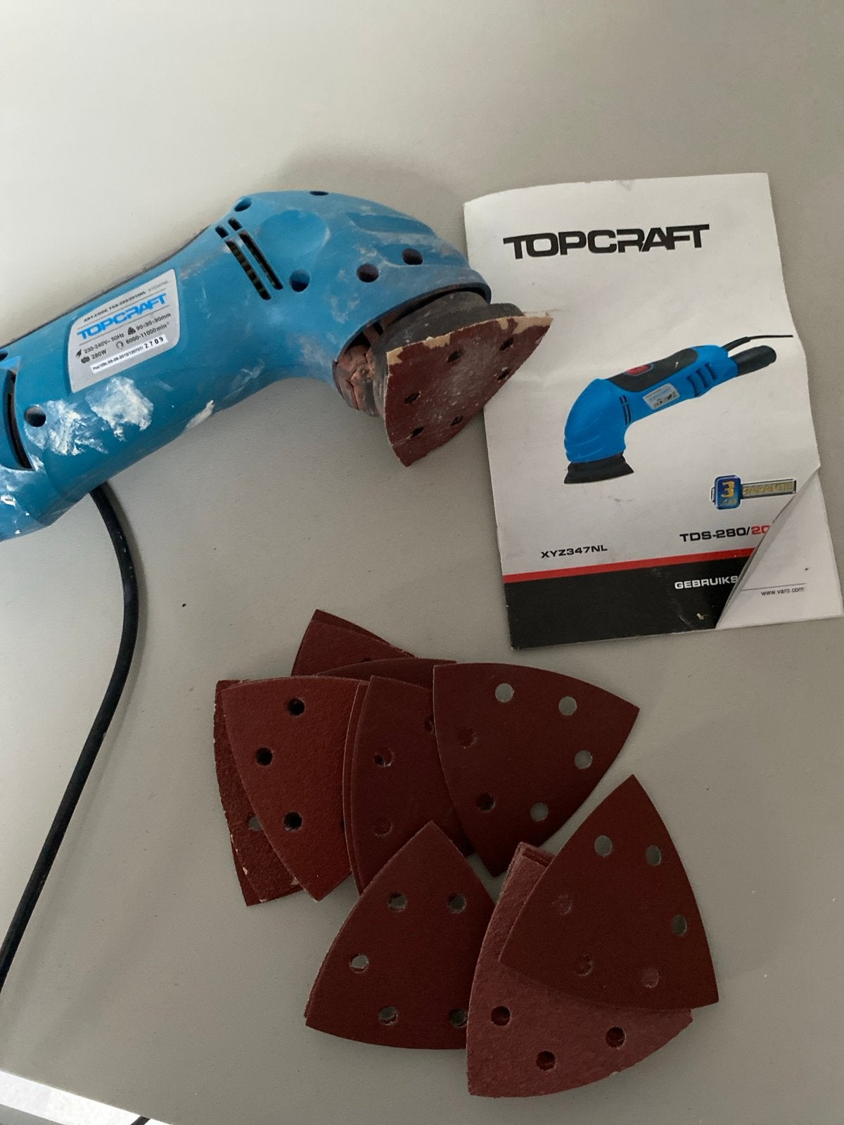 Topcraft Deltaschuurmachine TDS-280/2012NL met accessoires, Ophalen, Gebruikt, Minder dan 600 watt, Overige typen