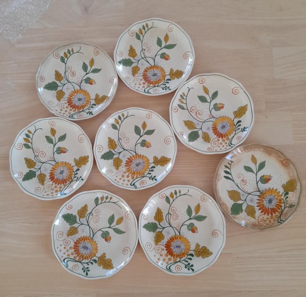 Plateel bordjes, handbeschilderd ; decor Juliette, Antiek en Kunst, Ophalen of Verzenden