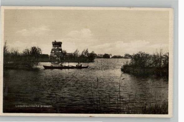 fotokaart LoosdrechtsePlassen+uitkijktoren st 1935 zie info, Verzenden, 1920 tot 1940, Gelopen, Noord-Holland
