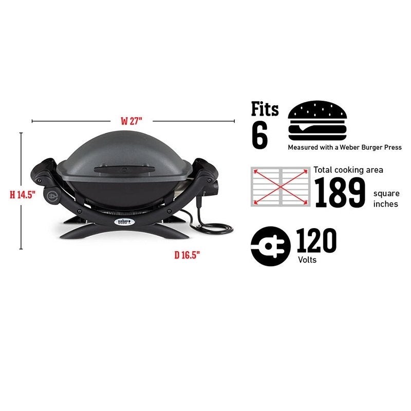 Weber Q1400 Elektrische Barbecue met Onderstel – 2200W, Ophalen of Verzenden, Zo goed als nieuw
