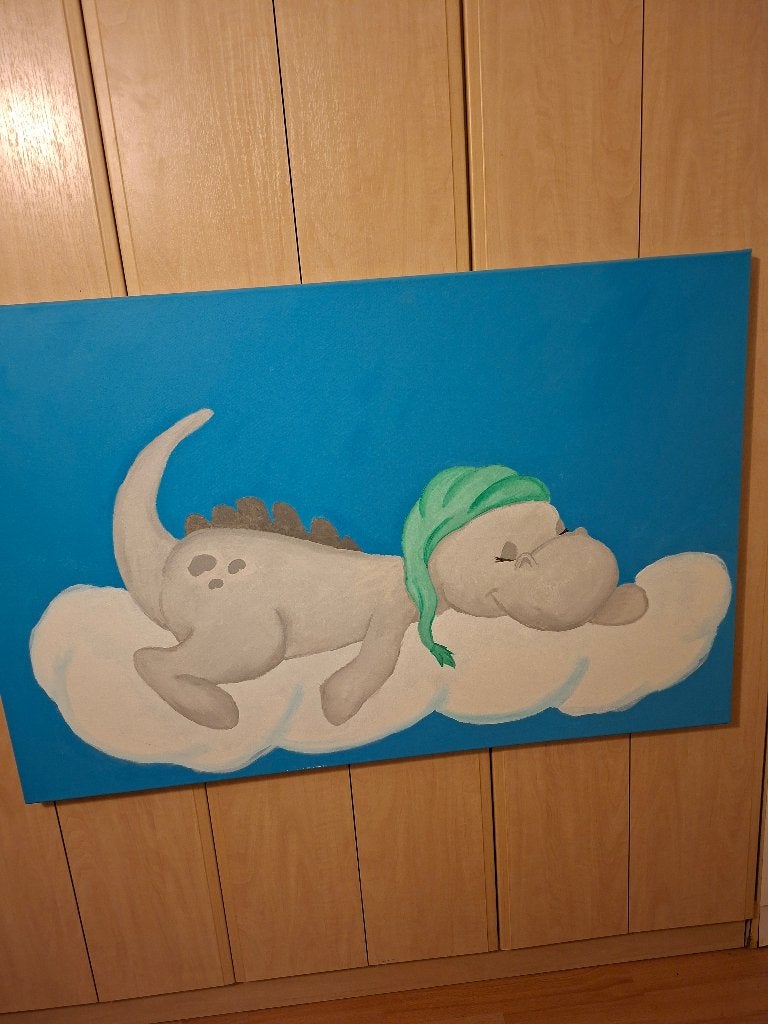 Schilderij draakje, Ophalen, Zo goed als nieuw, Handgemaakt, Wanddecoratie