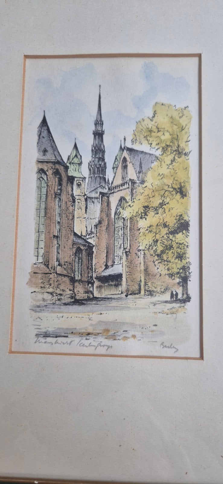 Origineel Stadsgezicht Maastricht door Herman Bieling, Antiek en Kunst, Ophalen of Verzenden