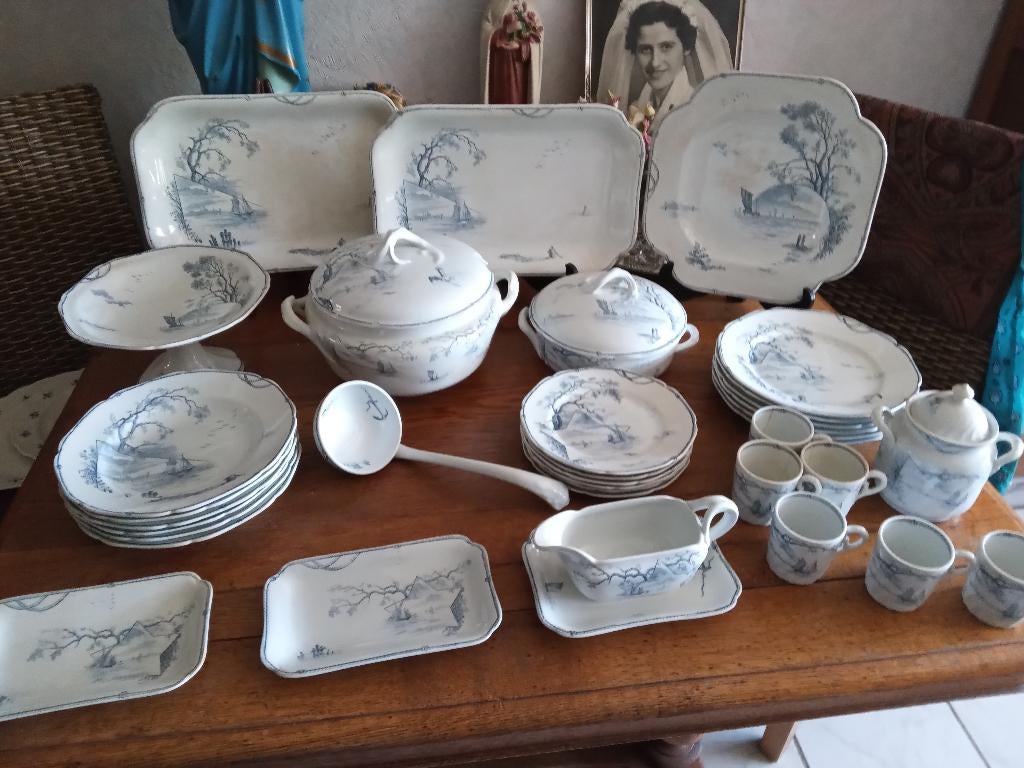 12 persoons servies P REGOUT serie MARINES, Antiek en Kunst, Antiek | Servies compleet, Ophalen