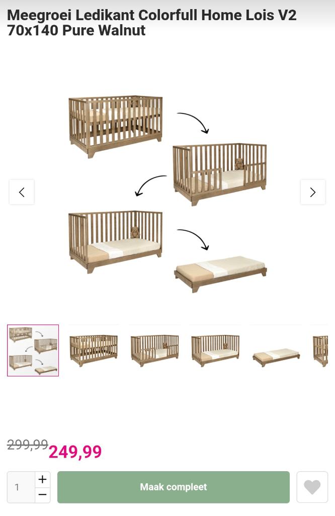 Meegroei ledikant incl matras & topper & beschermer, Kinderen en Baby's, Babywiegjes en Ledikanten, Ophalen, Gebruikt, Ledikant