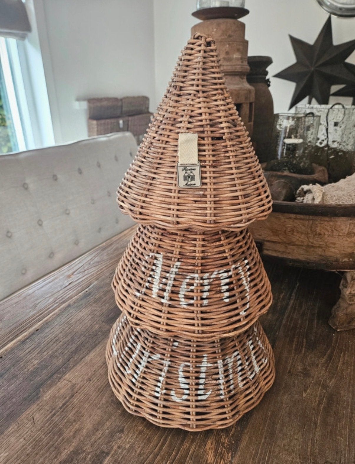 Riviera maison rustic rattan kerstboom, Ophalen of Verzenden, Zo goed als nieuw