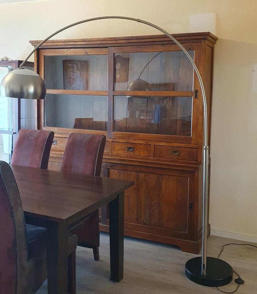 Stijlvolle Modern-Klassieke Booglamp / Staande Lamp (RVS), Ophalen, Gebruikt, Metaal, 150 tot 200 cm