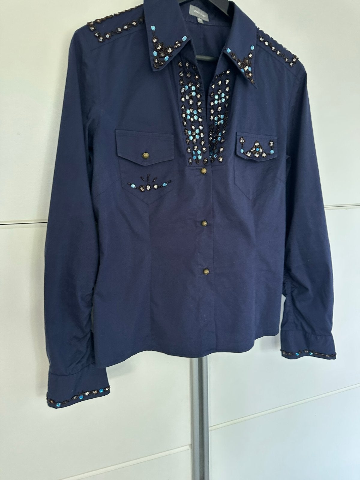 Marc Aurel Bloesje - Donkerblauw met kralen, Ophalen of Verzenden, Zo goed als nieuw, Maat 38/40 (M), Blauw