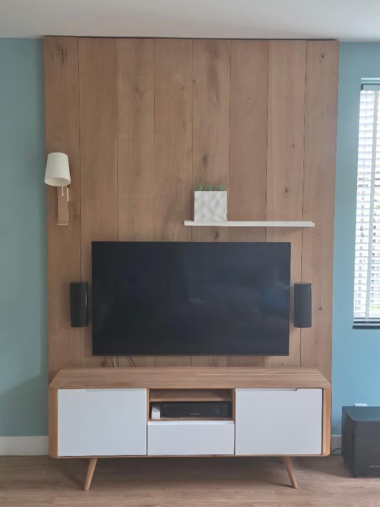 Cinewall, tv wandpaneel, eiken paneel, Ophalen, Gebruikt, 200 cm of meer, 150 tot 200 cm