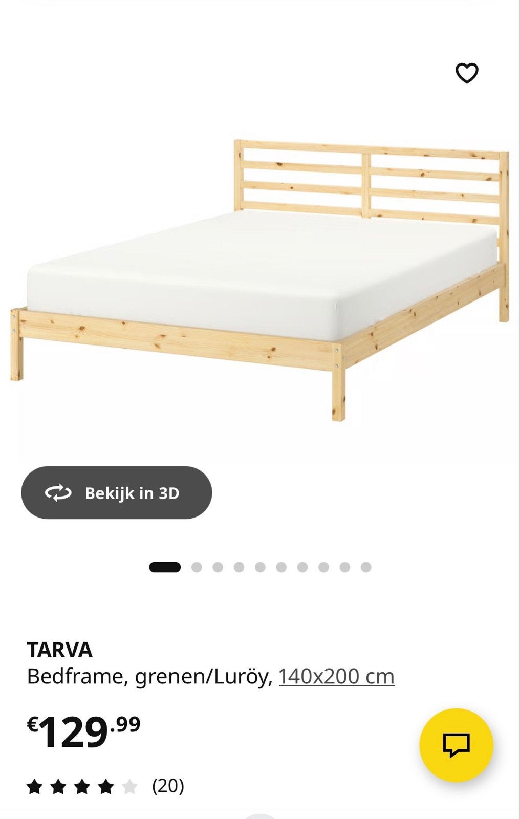 IKEA Tarva Bedframe, grenen/Luröy, 140x200 cm, Ophalen, Gebruikt, Beige, Tweepersoons
