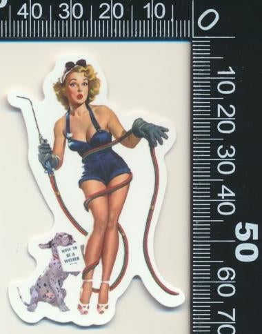 Sticker: Vintage Pin Up Girl (105), Verzamelen, Stickers, Ophalen of Verzenden, Zo goed als nieuw, Bedrijf of Vereniging