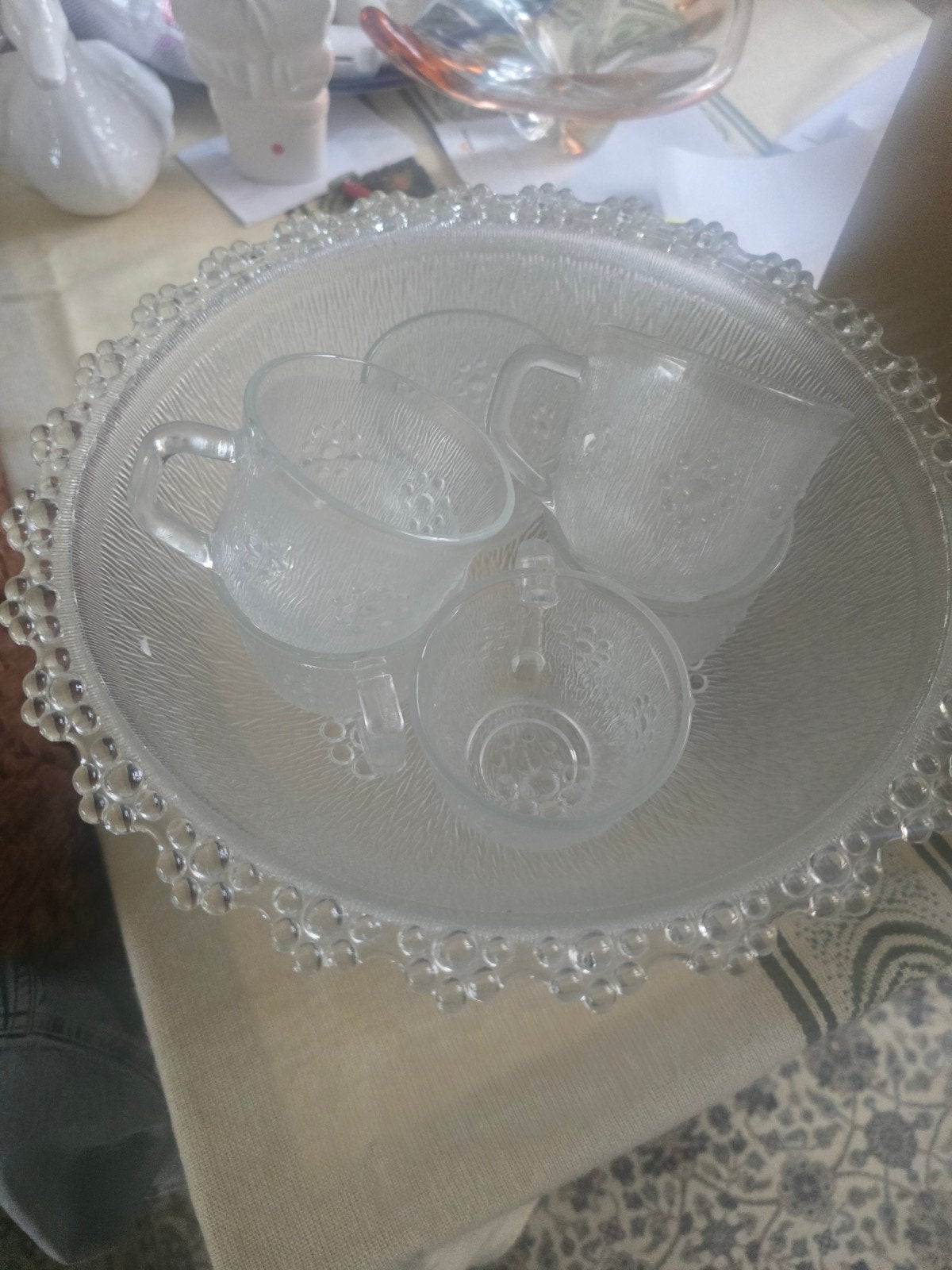 Vintage Masserini Barocco Glazen Schaalservies met Kopjes, Ophalen of Verzenden