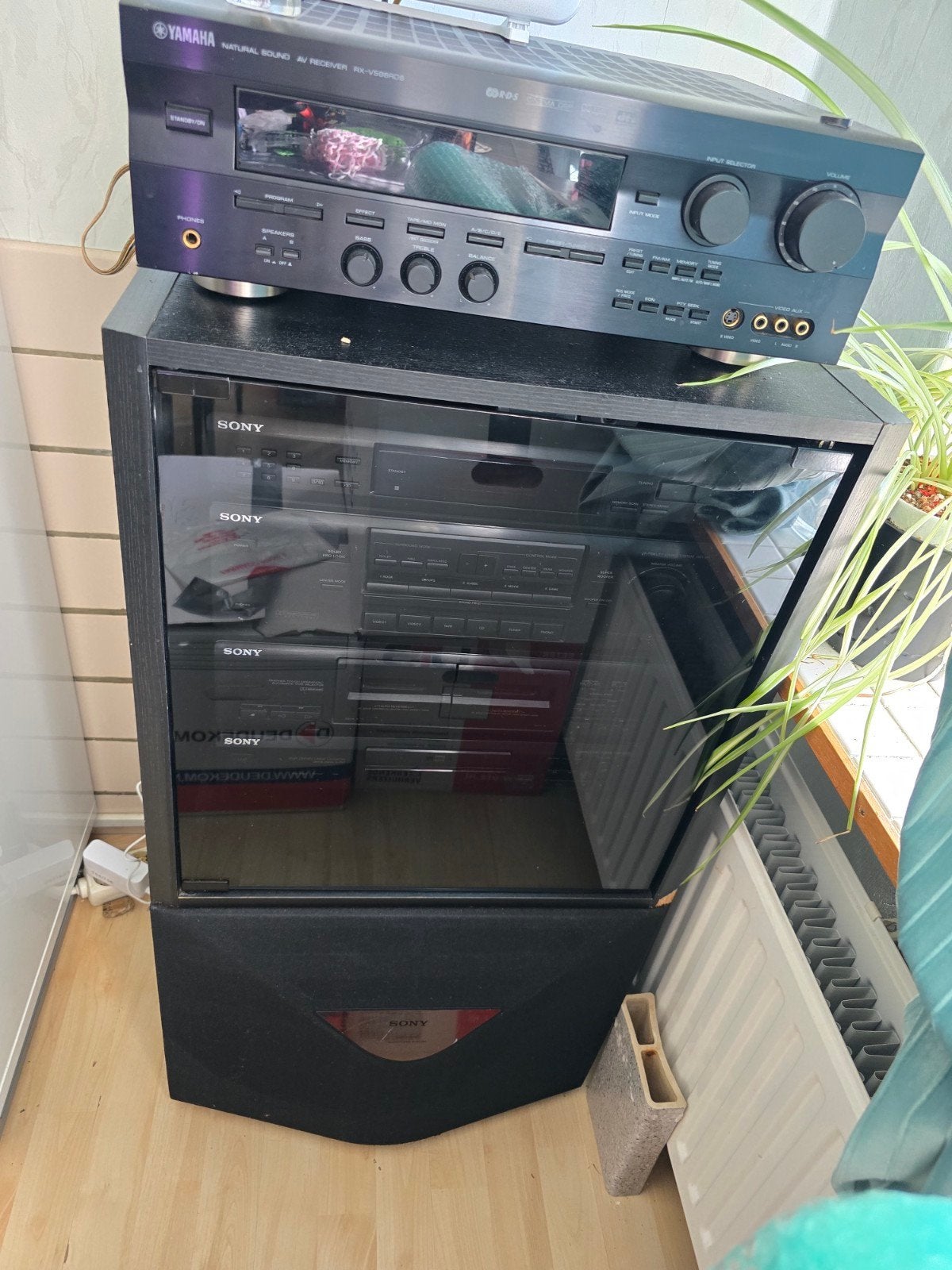 Sony Speakerset met Yamaha Receiver en Subwoofer, Gebruikt, Speakerset, Sony, Geschikt voor surround/home cinema