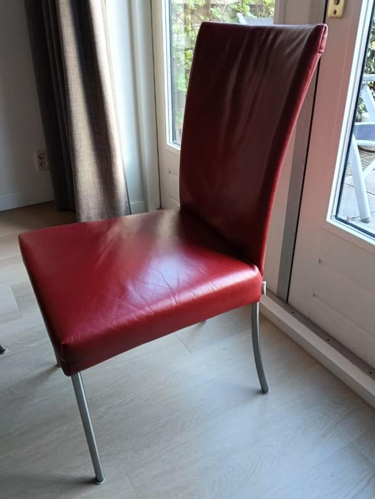 Eetkamerstoelen set van 6, Ophalen, Modern design, Leer, Zo goed als nieuw
