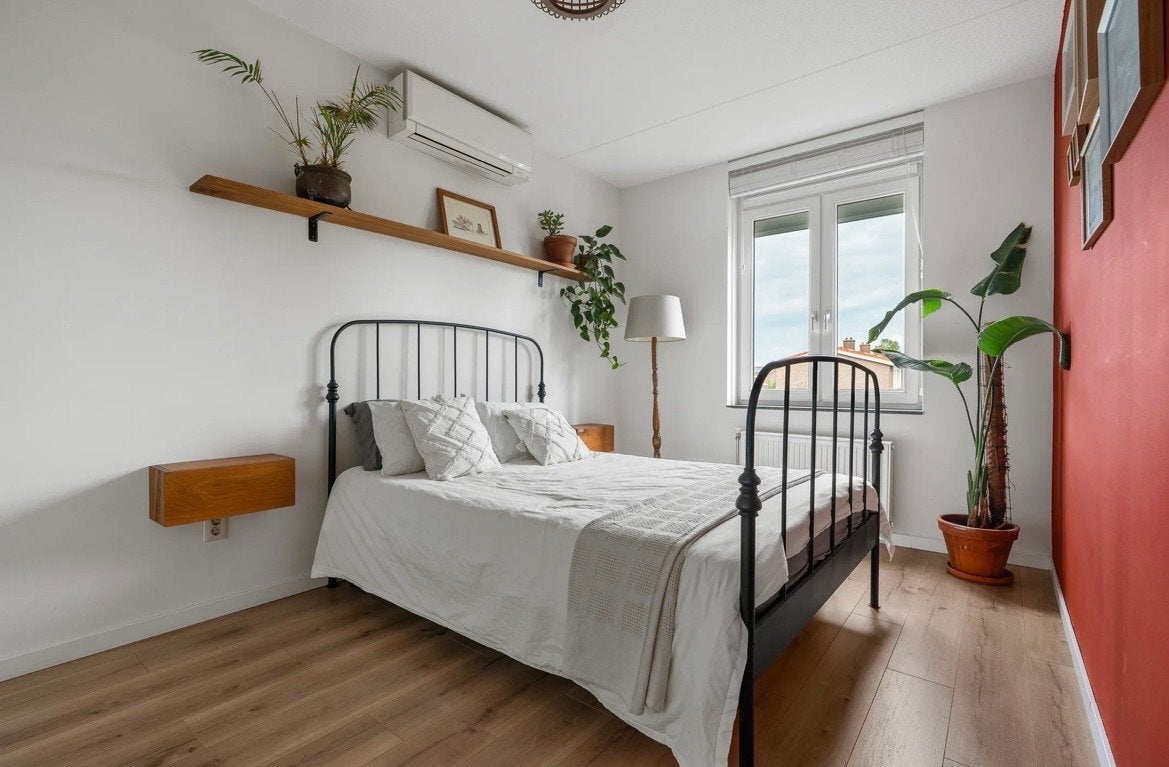 Metalen tweepersoonsbed met lattenbodem, Ophalen, Gebruikt, Zwart, Tweepersoons