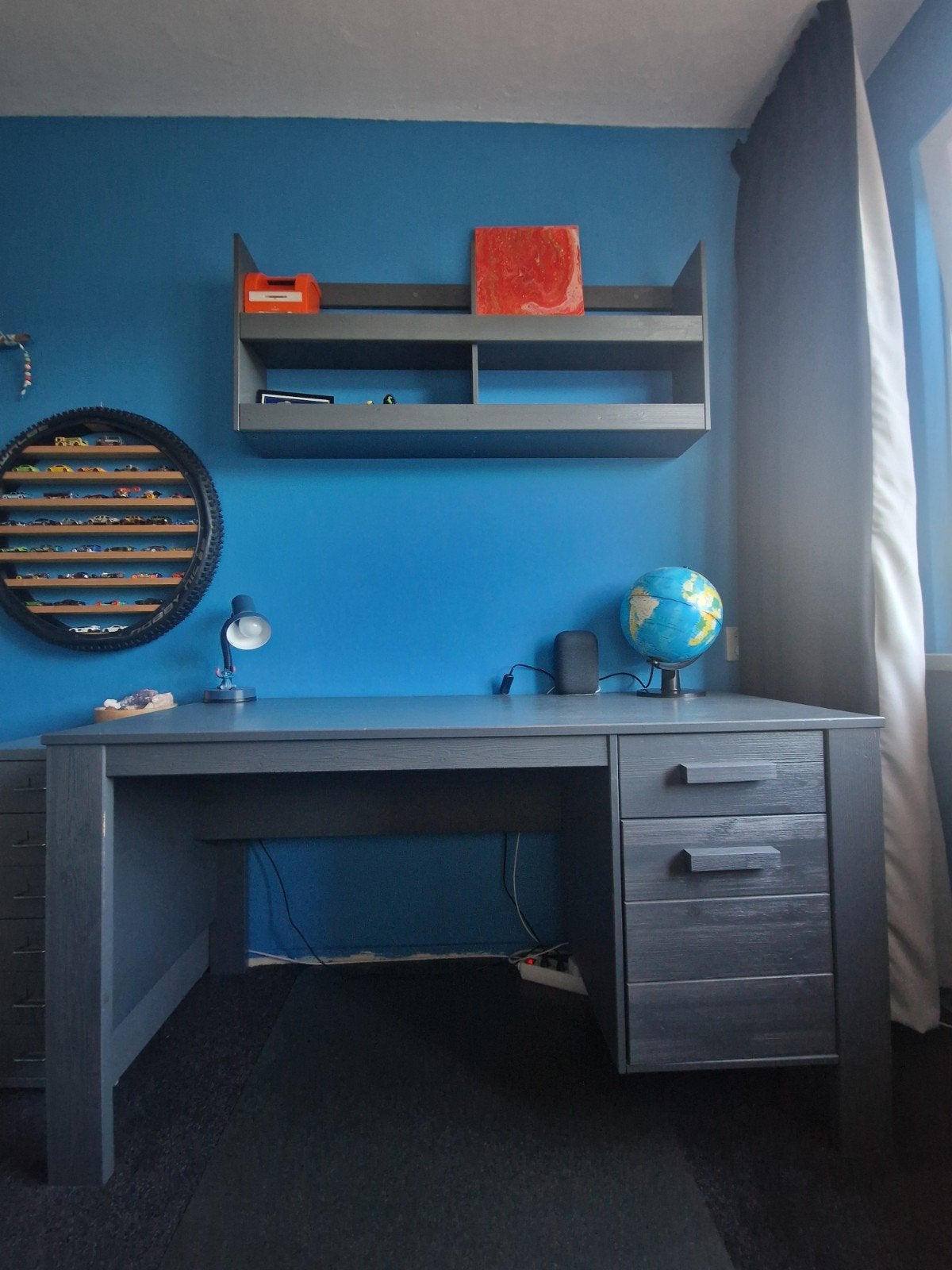 Woood Dennis Bureau met wandrek - Steel Grey, Ophalen, Gebruikt, Overige typen