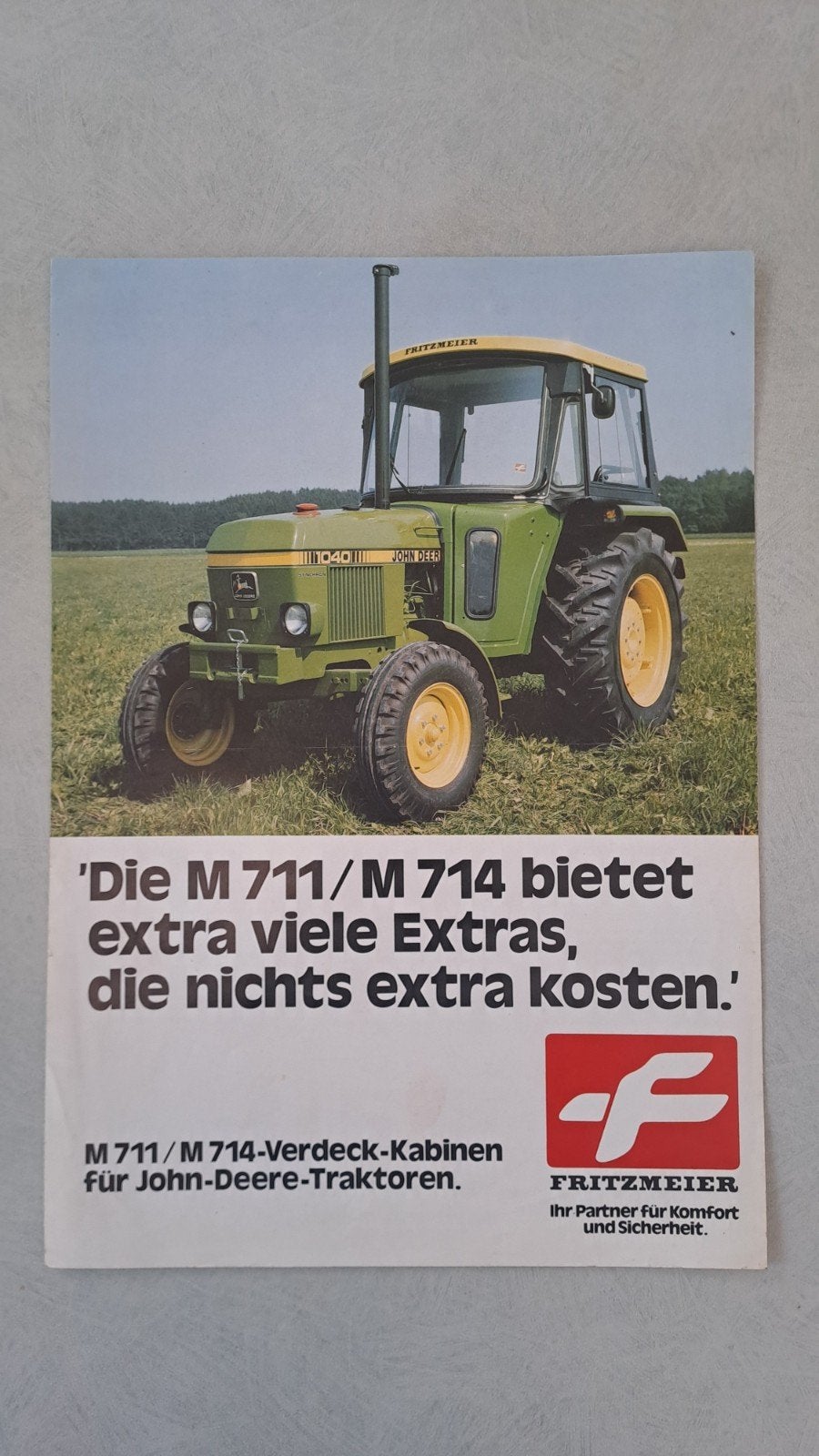 folder FRITZMEIER kabines voor JOHN DEERE tractoren trekkers, Ophalen of Verzenden, Zo goed als nieuw, Folder
