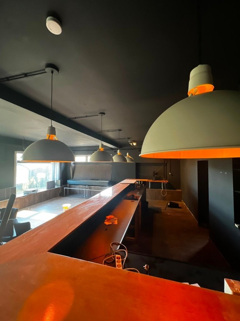 Set van 5 grote industriële hanglampen, Ophalen, Set van 5 grote industriële hanglampen – horeca sfeerverlichting, E27 (groot)