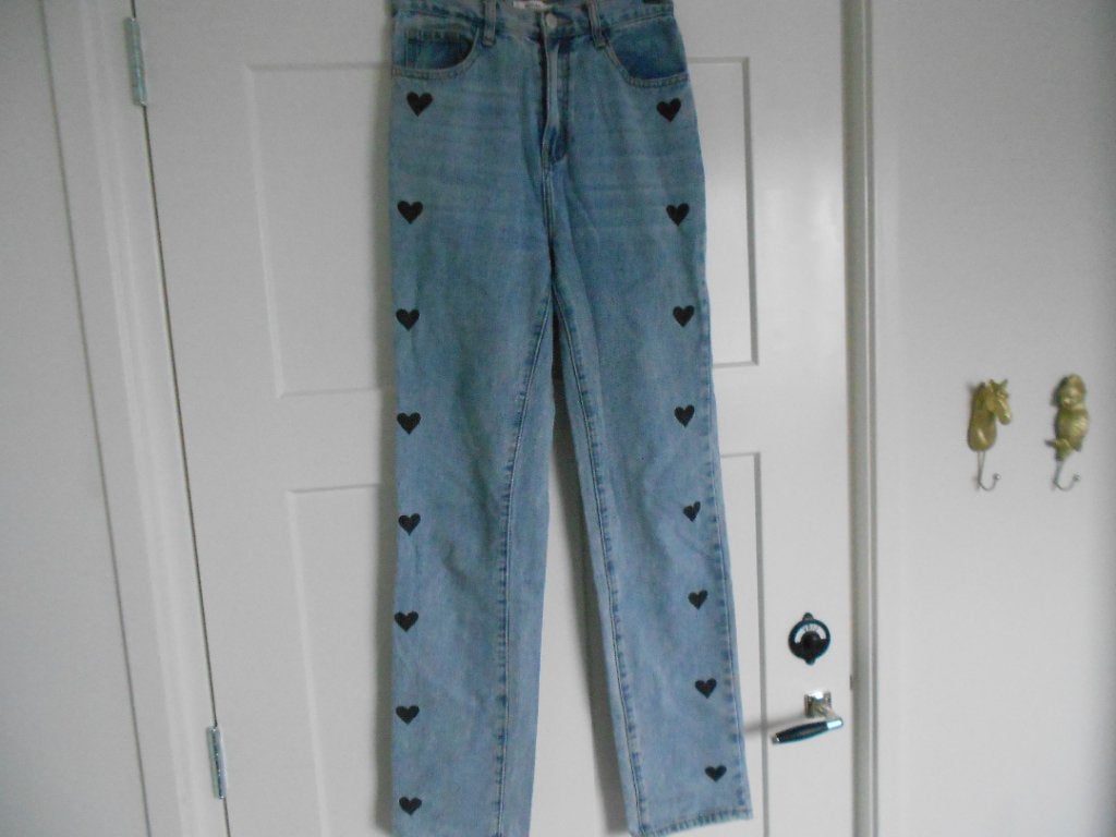 Redial blauwe jeans met hartjes, maat 36, Redial, Zo goed als nieuw, W28 - W29 (confectie 36), Verzenden