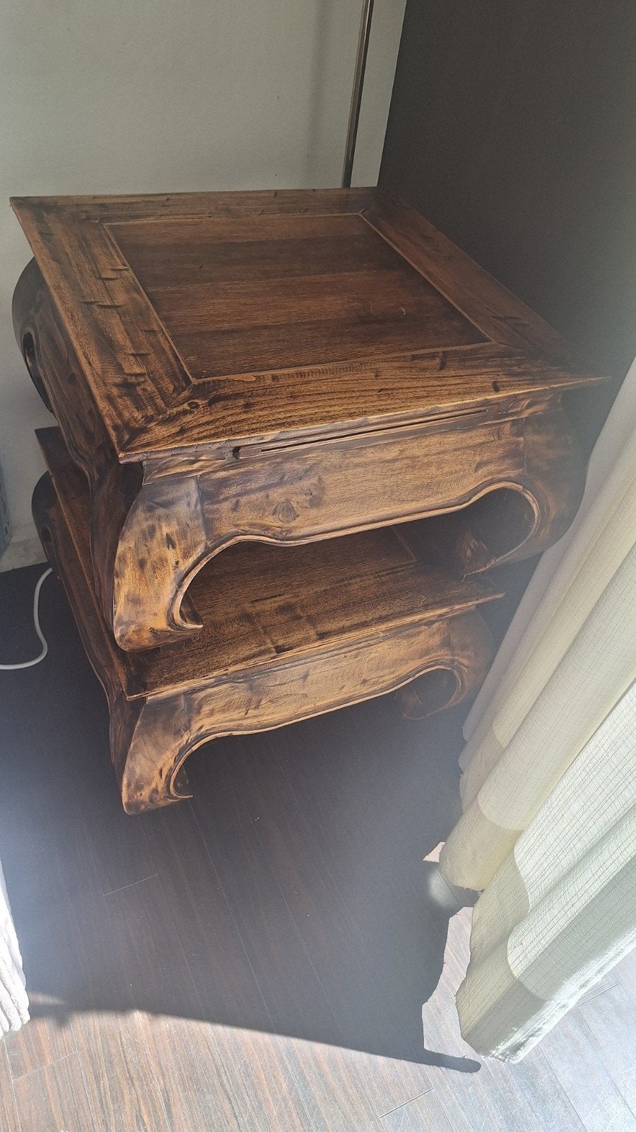2 x Opium salontafel bijzet tafels hout, Gebruikt, Vierkant, 55 tot 75 cm, Hout