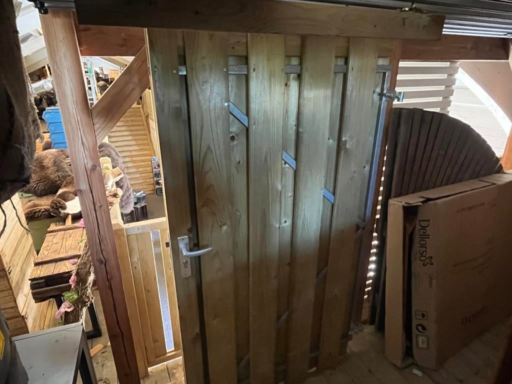 Nieuwe houten tuindeur 1m breed met stalen frame., Ophalen, Minder dan 100 cm, Nieuw, Draaipoort