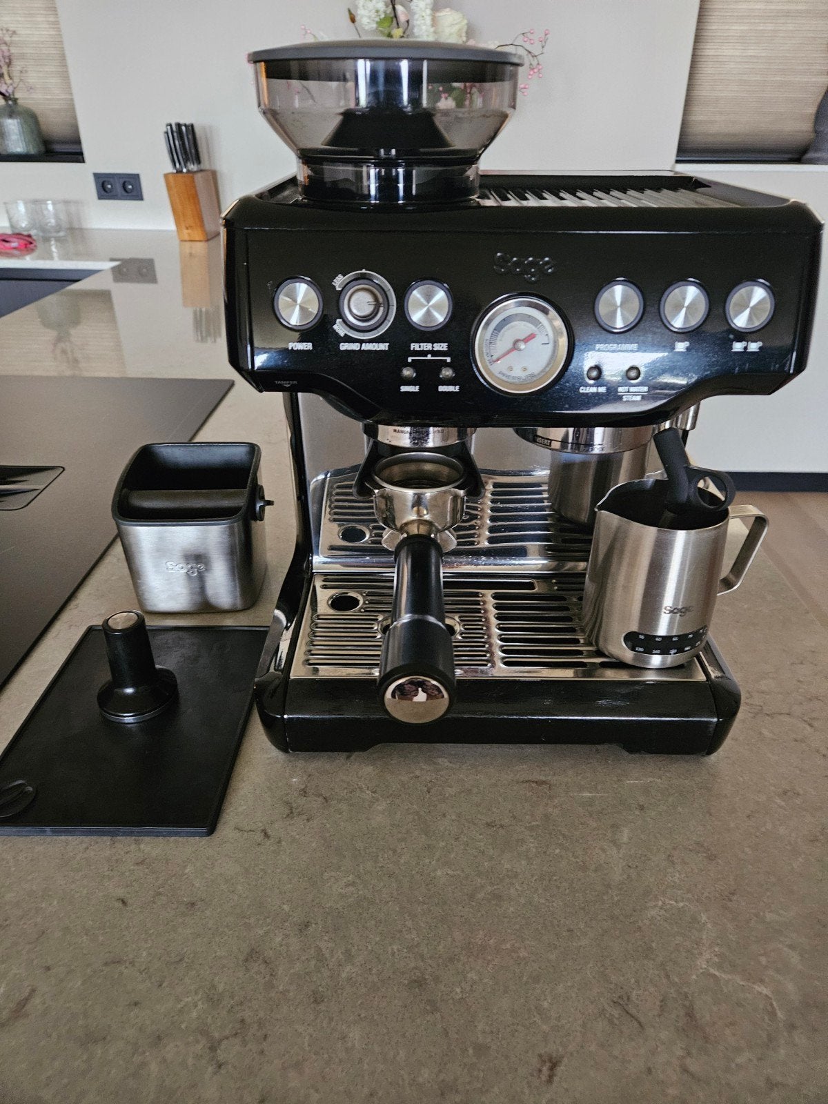 Sage barista koffiemachine met ingebouwde bonenmaler, Ophalen, Gebruikt, Espresso apparaat, Koffiebonen