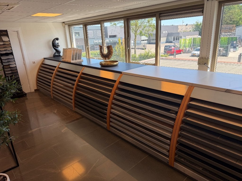 6 showroom/presentatie ladekasten, Ophalen, Gebruikt, 100 tot 150 cm, 5 laden of meer