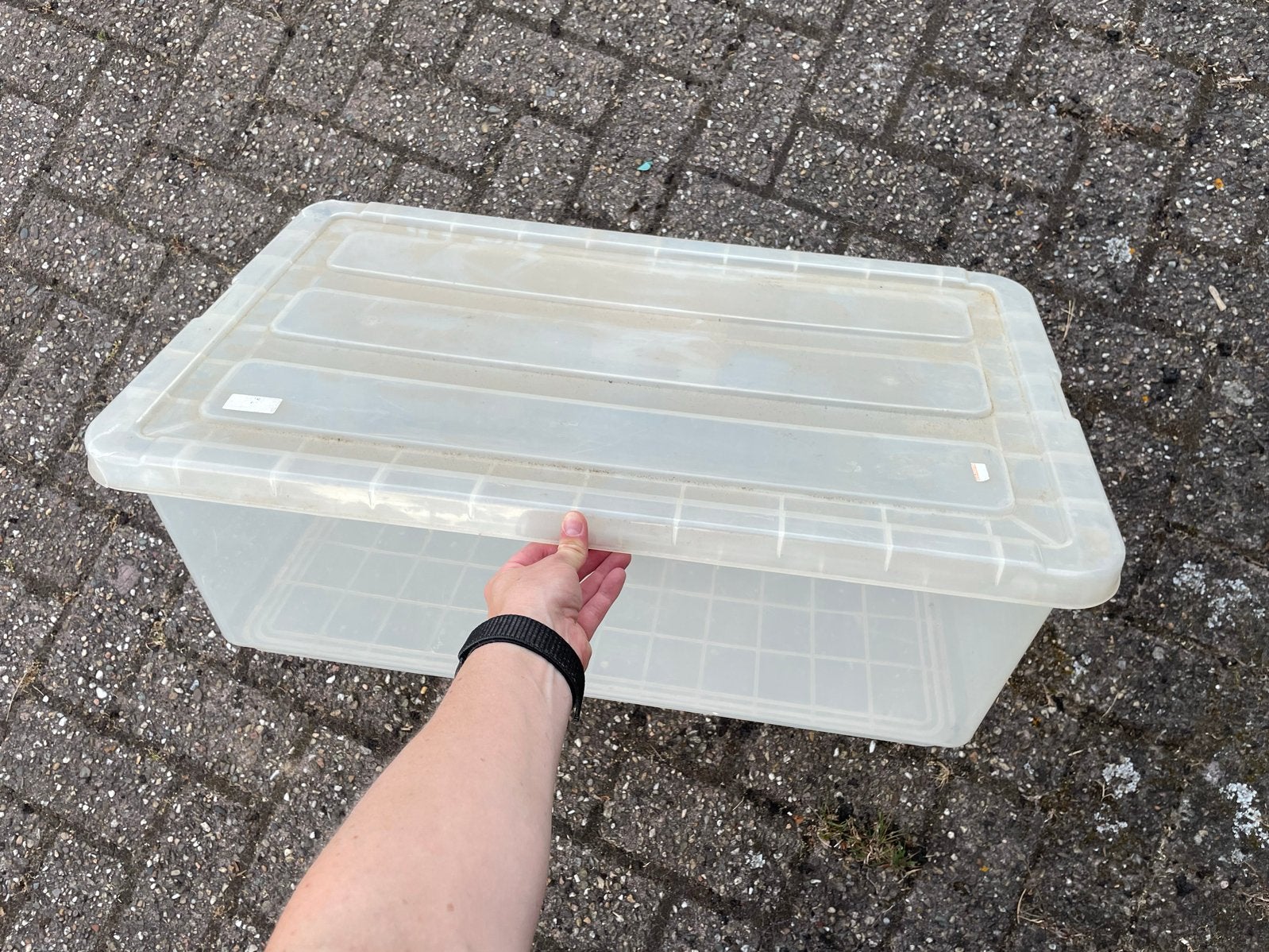 Transparante opbergbak met deksel - opbergbox, Ophalen, Gebruikt, 40 tot 60 cm, 50 tot 75 cm
