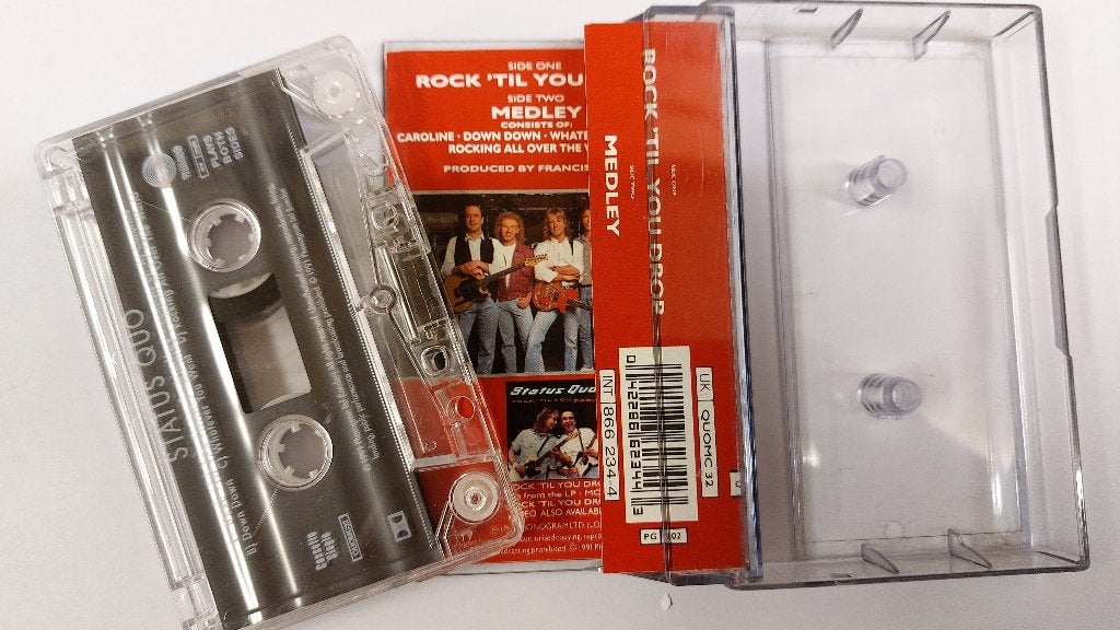 Status Quo CASSETTE SINGLE Rock 'Til You Drop UK 1991, Cd's en Dvd's, Verzenden, 1 bandje, Origineel, Rock en Metal