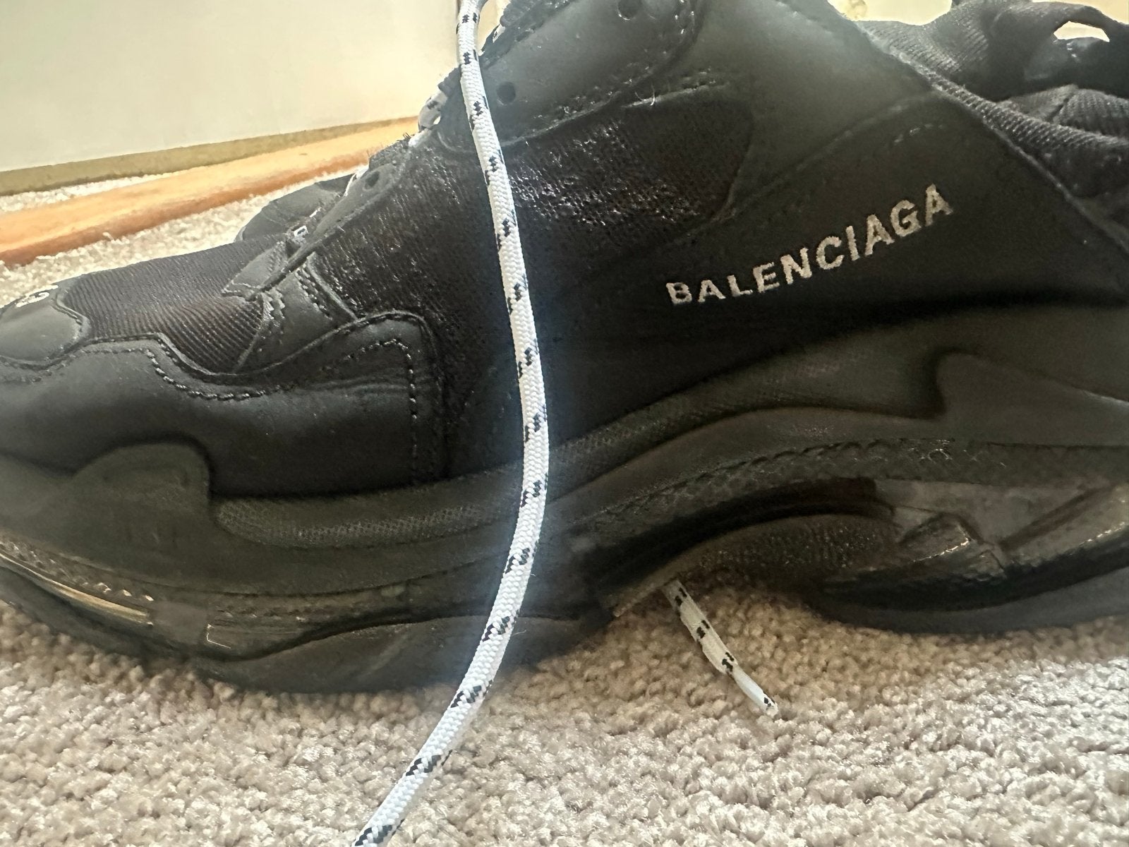 Balenciaga Triple S Sneakers - Zwart - Maat 43, Zwart, Ophalen of Verzenden, Sneakers of Gympen, Gedragen