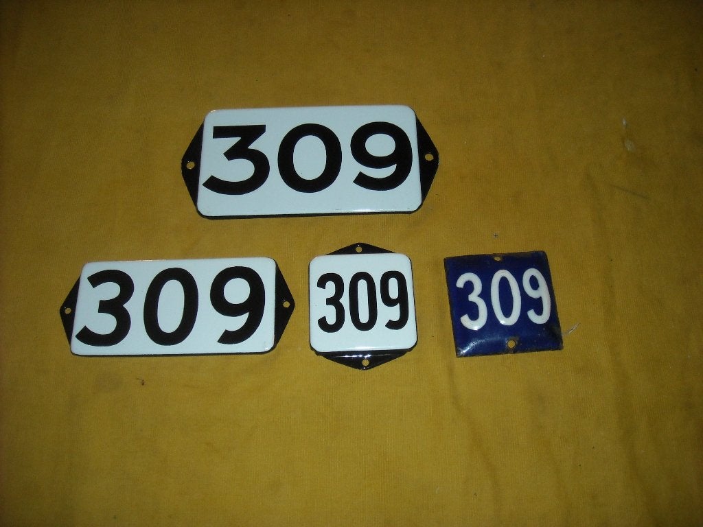 oud emaille huisnummer 309 ook 310 311 312 313 314 315 316 8, Ophalen of Verzenden