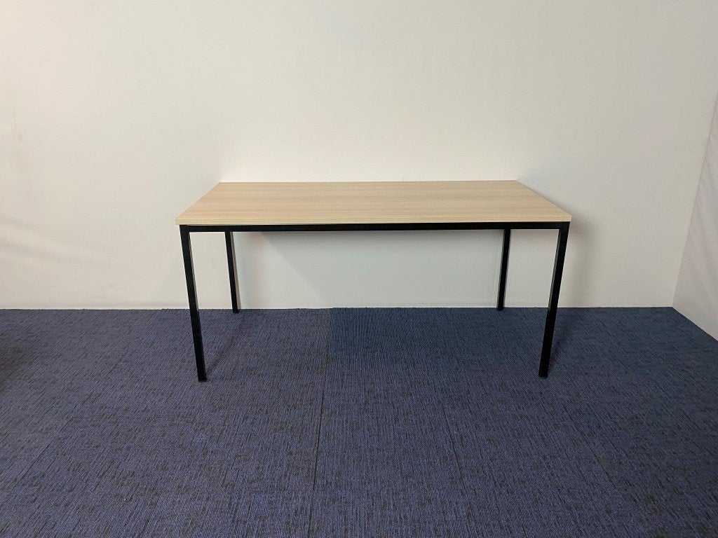 Vergadertafel, acacia blad, zwart frame, 160 x 80 cm., Ophalen, Gebruikt