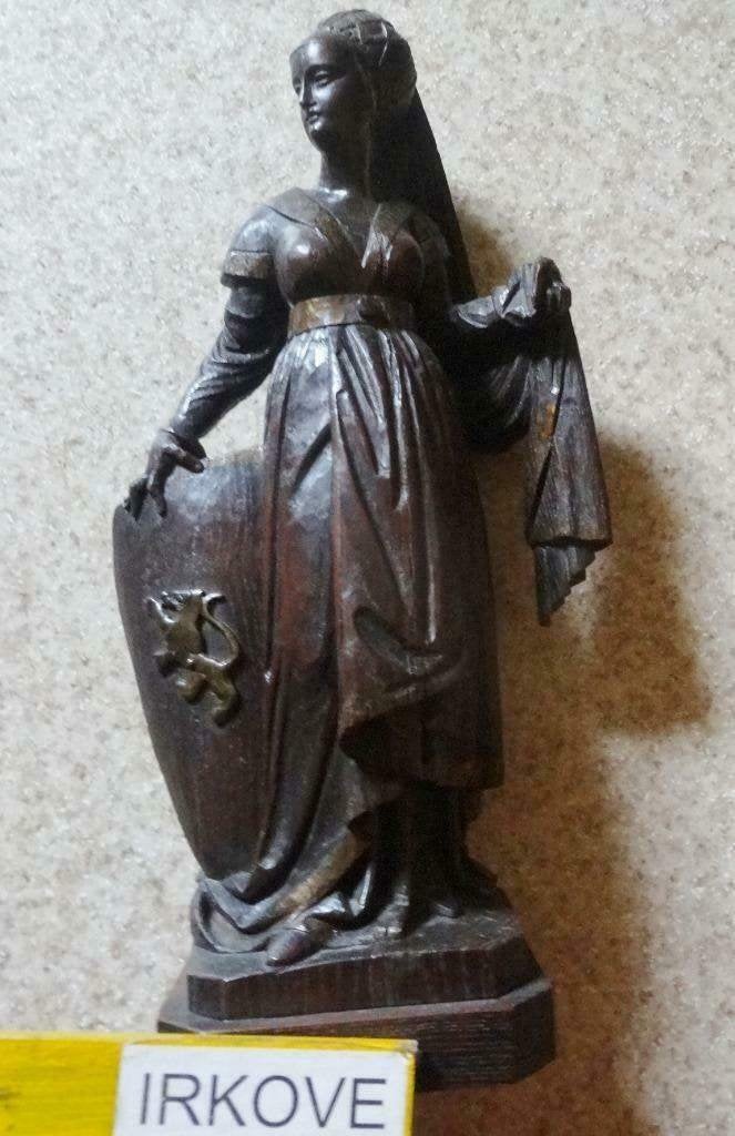 ECHT ANTIEK 19 E EEUW * HOUTEN BEELD * Schone Jonkvrouw *, Handgemaakt, Verzenden, 20 - 50 cm, Beeld