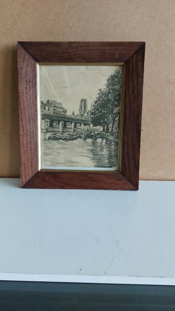 Schilderij, Oud hollands, Tekening, Ophalen, Achter glas