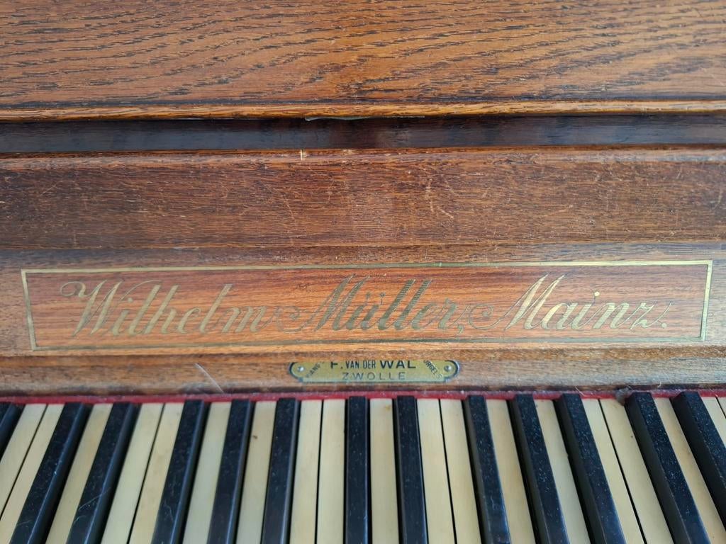 Antieke Wilhelm Müller Mainz Piano - F. van der Wal Zwolle, Muziek en Instrumenten, Piano's, Ophalen of Verzenden