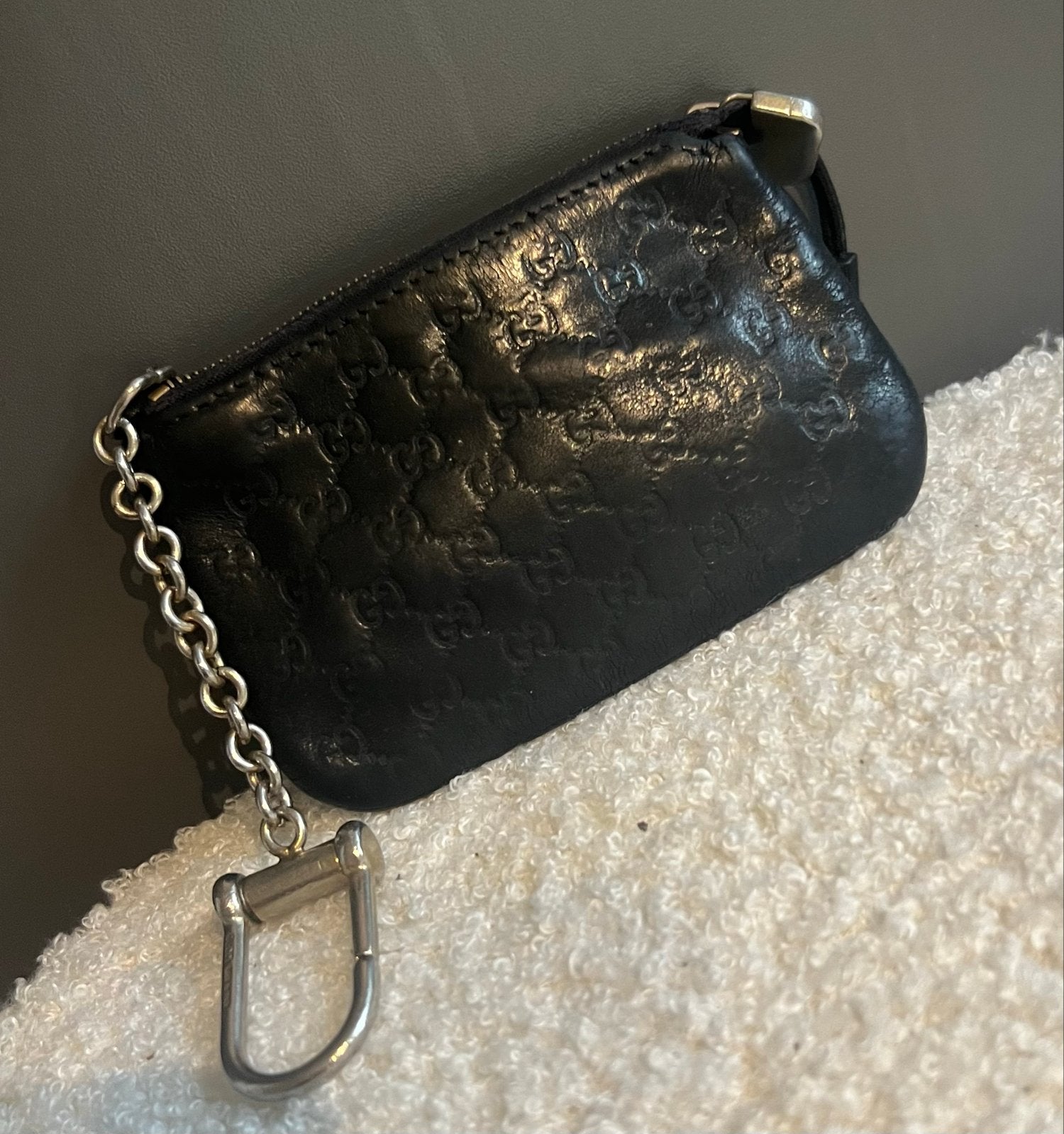 Vintage Gucci sleuteletui / portemonnee in zwart leer, Ophalen of Verzenden, Gebruikt, Zwart, Overige typen