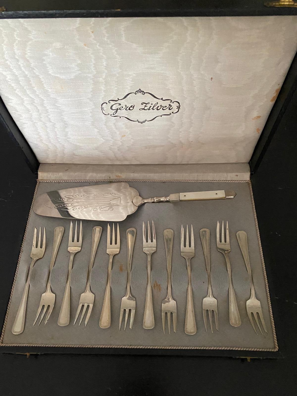 Gero Zilver set gebaksvorkjes en taartschep, Ophalen of Verzenden