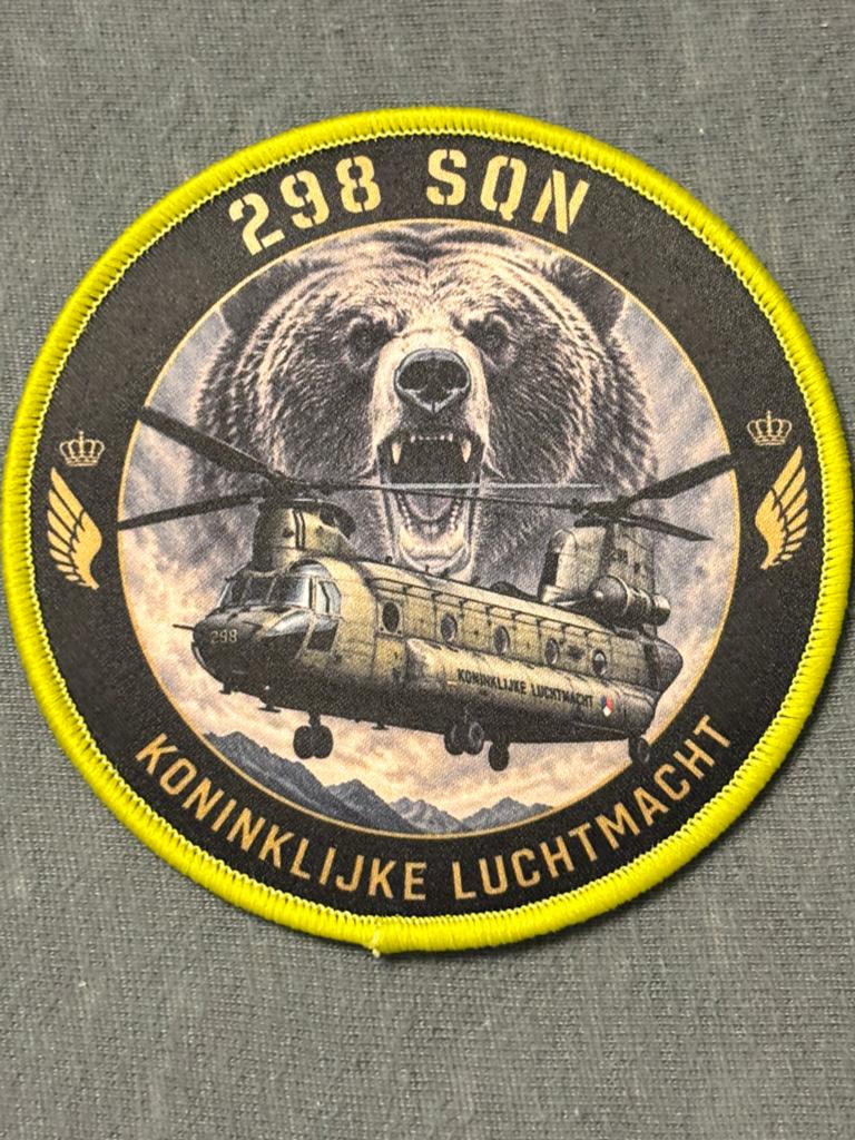 Embleem 298 SQN chinook klu, Verzenden, Luchtmacht, Nederland, Embleem of Badge