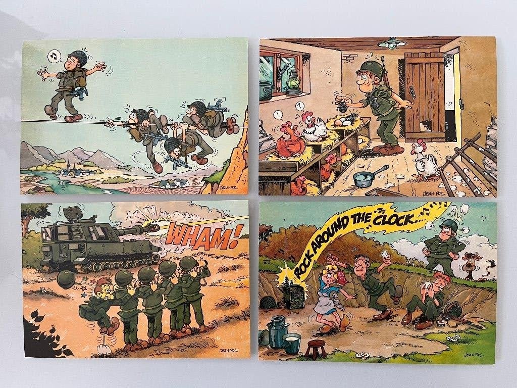 Ansichtkaarten militair humor 4 stuks, Verzamelen, Ophalen of Verzenden, Ongelopen, Overige thema's