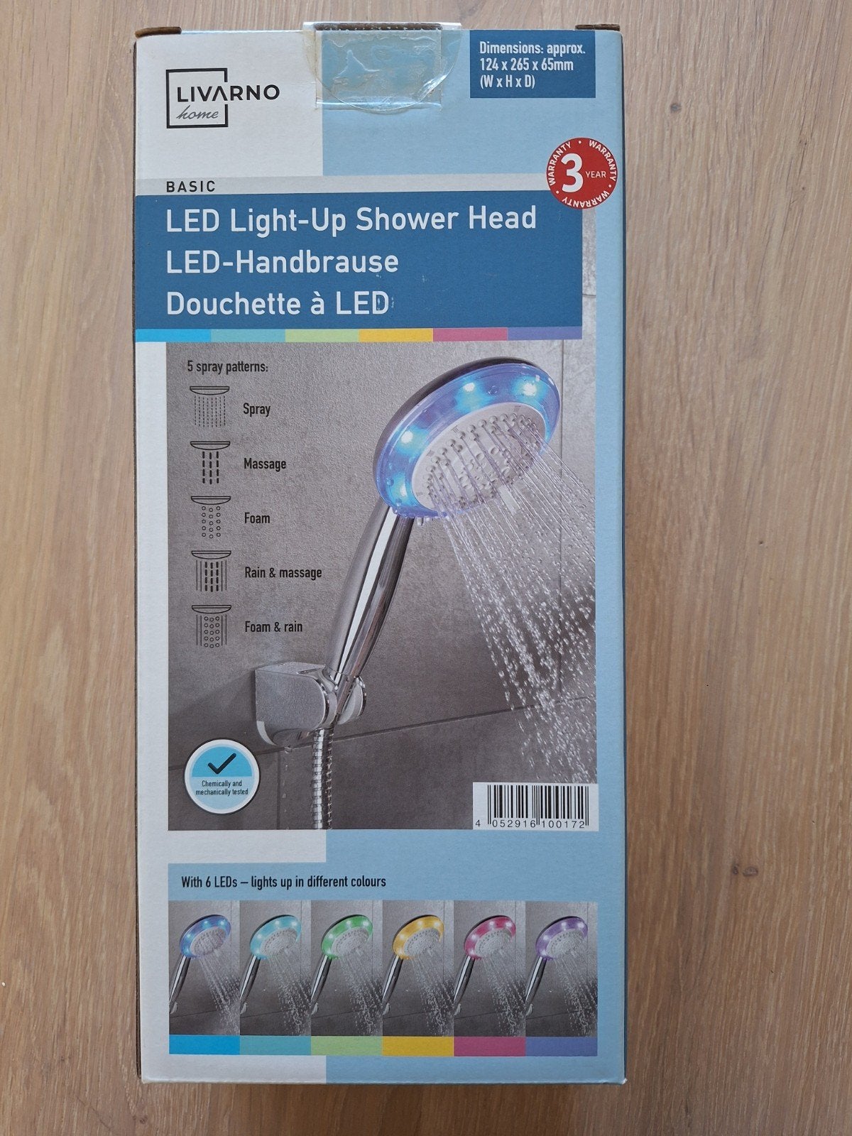 LIVARNO home LED Light-Up Douchekop met 5 Straalpatronen, Ophalen of Verzenden, Nieuw, Douche