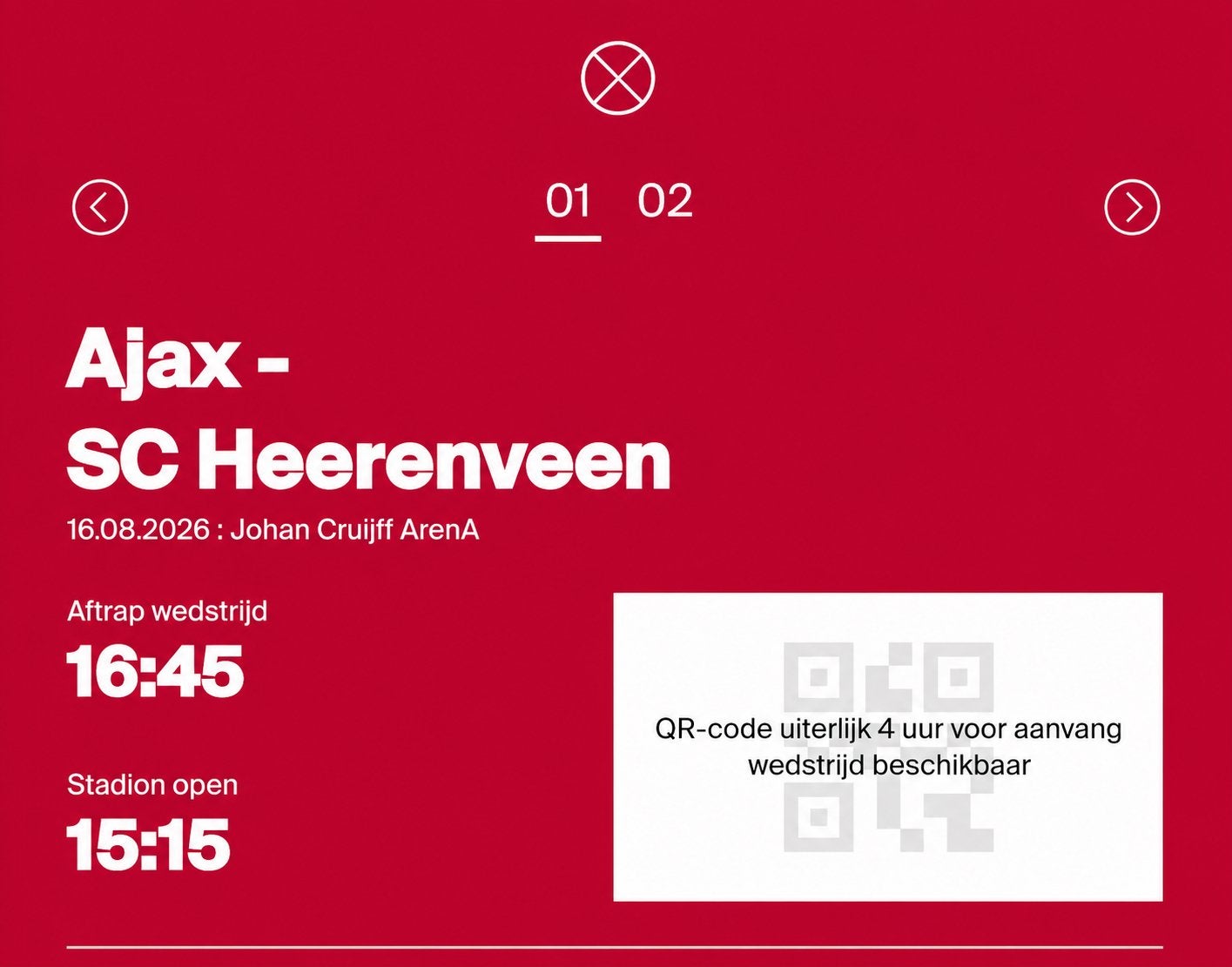 Ajax - SC Heerenveen 2 tickets, Twee personen, November