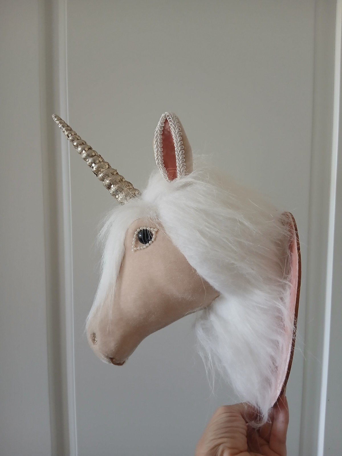 Prachtige eenhoorn voor aan de muur, Roze, Ophalen of Verzenden, Gebruikt, Wanddecoratie