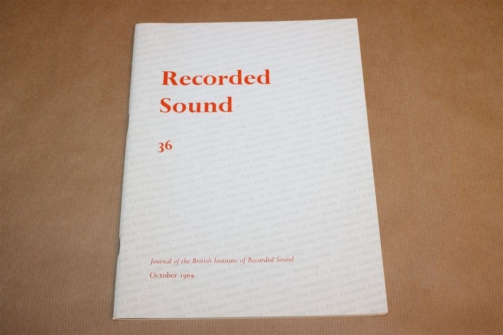 Recorded Sound 36 — Met o.a. Frits Weiland, Ophalen of Verzenden, Gelezen, Artiest
