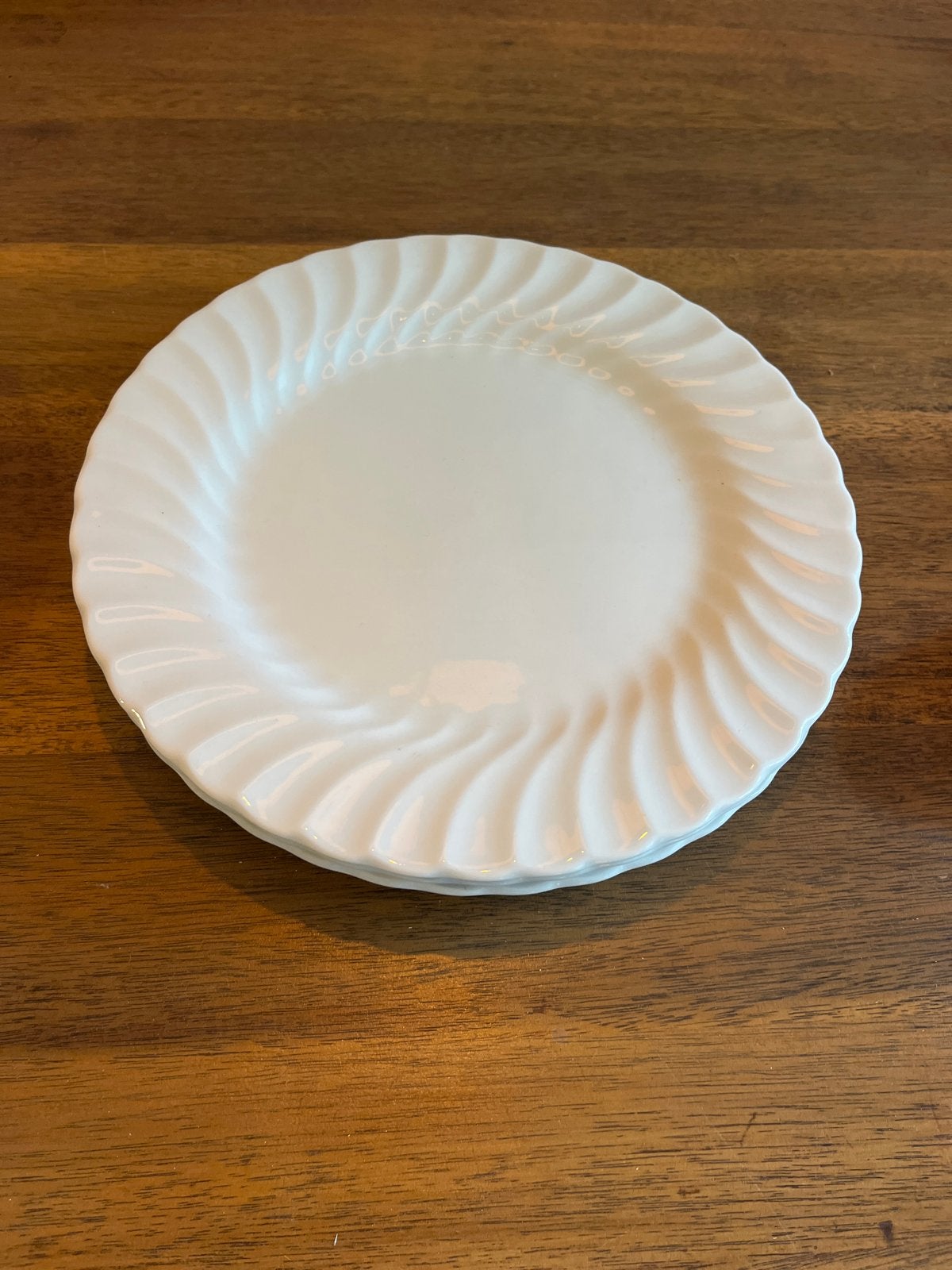 Set van 4 witte borden met spiraalmotief, Ophalen, Gebruikt, Keramiek, Bord(en)