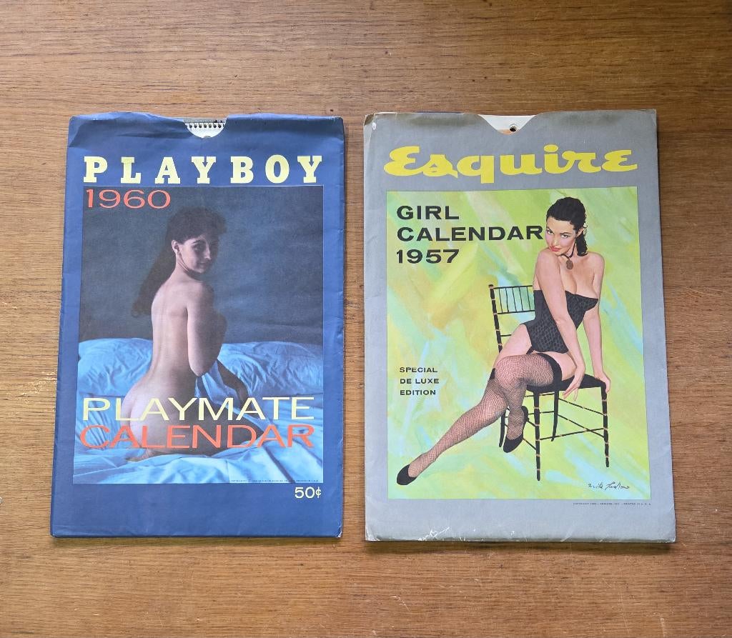 Oude playboy kalenders 1957 en 1960 pin-up, Ophalen of Verzenden, Zo goed als nieuw, X, Maandkalender