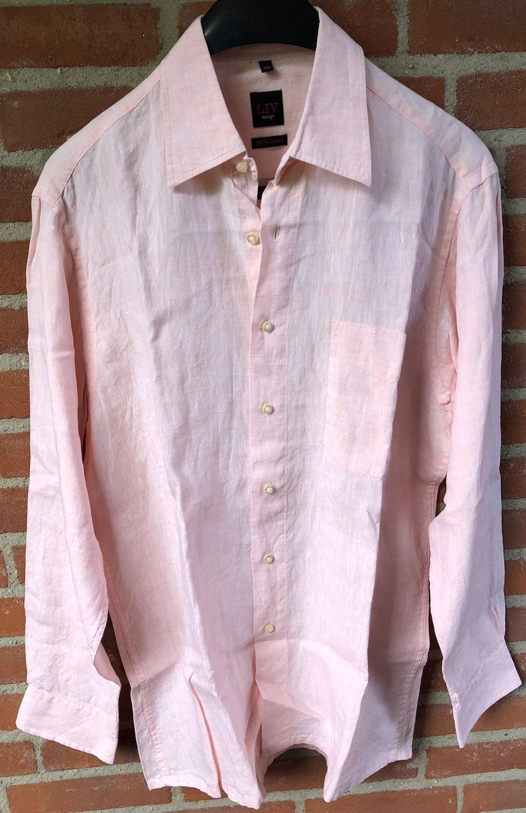 Nieuw LIV design 100% linnen overhemd - roze - Hals 40, Kleding | Heren, Overhemden, Ophalen of Verzenden, Nieuw, Roze, Halswijdte 39/40 (M)